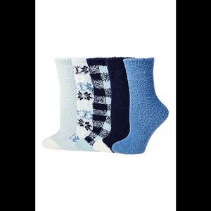 Comfort Code Women's 5-Pack Cozy Crew Socks Blue